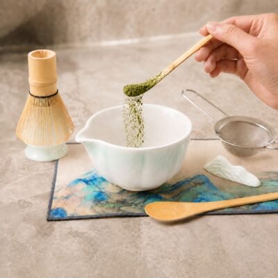 Luxegon 8 Parça Matcha Çayı Hazırlama Seti, Yeşil-Beyaz