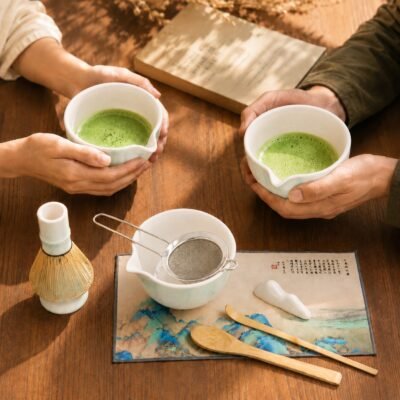 Luxegon 8 Parça Matcha Çayı Hazırlama Seti, Yeşil-Beyaz