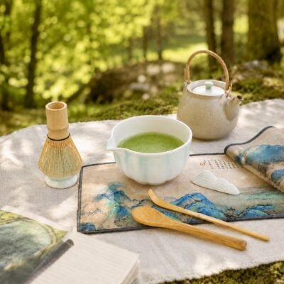 Luxegon 8 Parça Matcha Çayı Hazırlama Seti, Yeşil-Beyaz