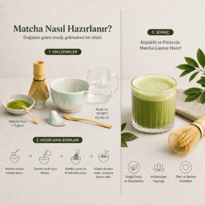 Luxegon 8 Parça Matcha Çayı Hazırlama Seti, Yeşil-Beyaz